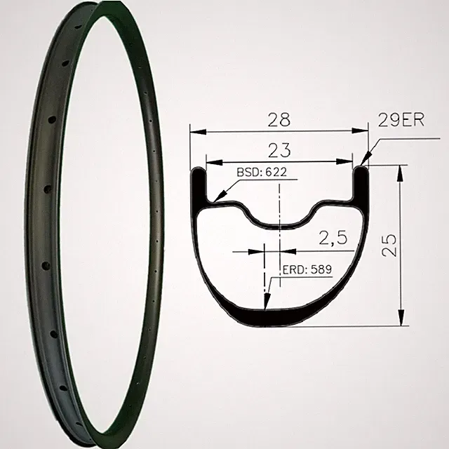 Carbon Fiber Mountain Bike Rims Tubeless 25*30 25*33 25*35 25*28mm Bicycle Rims