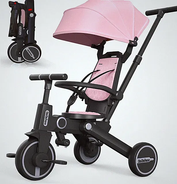 Tricycle Stroller for Toddler,Foldable Baby Tricycle,Kids Balance Bike with Push